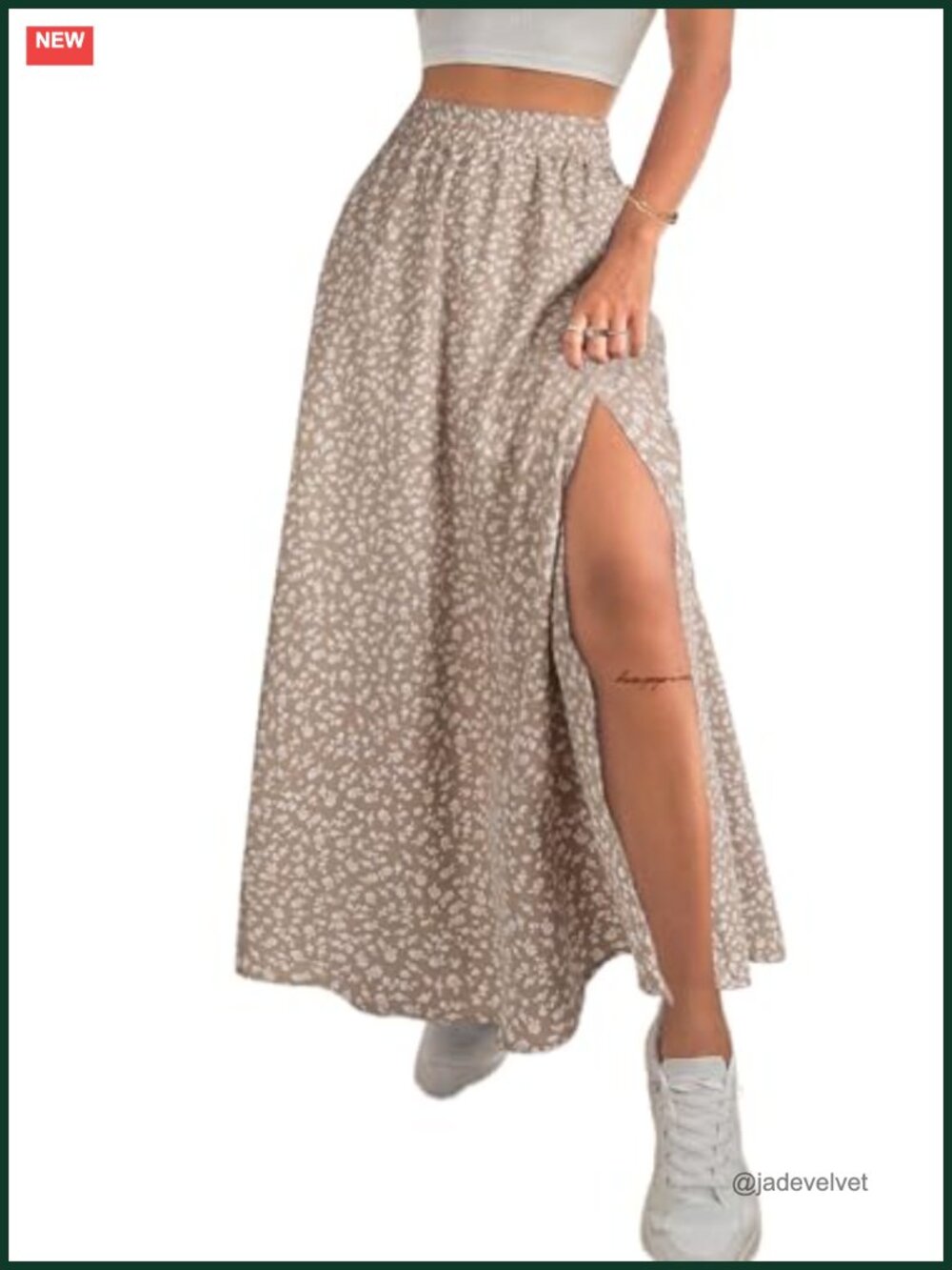 Maxi Skirt High Waisted Floral Boho Long Skirt with Slit